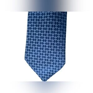 Hermès Paris Silk Tie Blue Geometric Pattern Made in France Classic Luxury